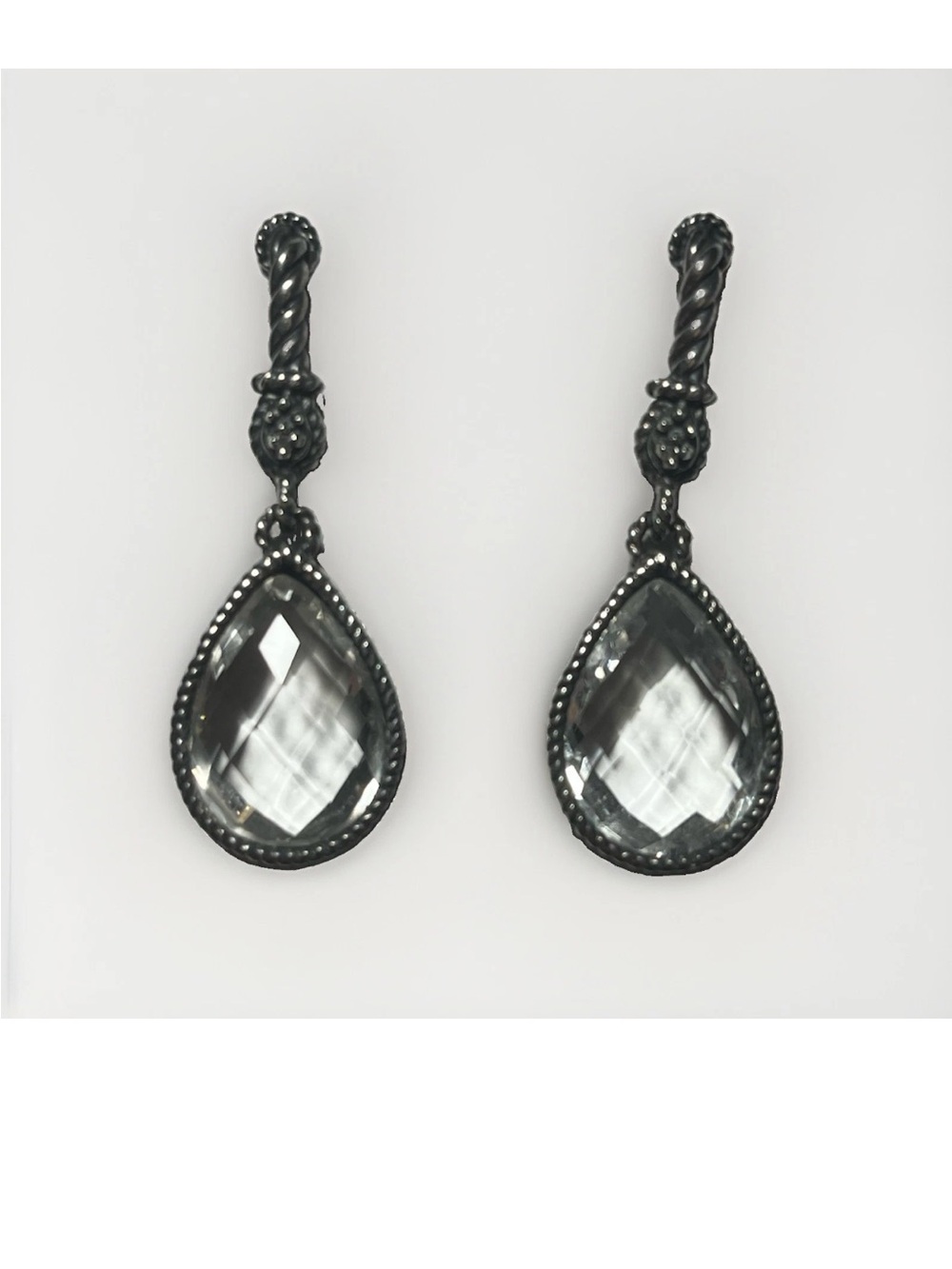 Michael C. Fina Ionized Sterling Silver W/ Pear Shaped White Topaz Earrings